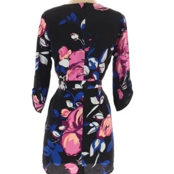 Anthropologie Yumi Kim Black Floral 3/4 Slv Dress - Picture 2 of 5